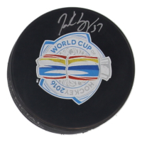Patrice Bergeron Signed 2016 World Cup Logo Hockey Puck (Bergeron) at PristineAuction.com