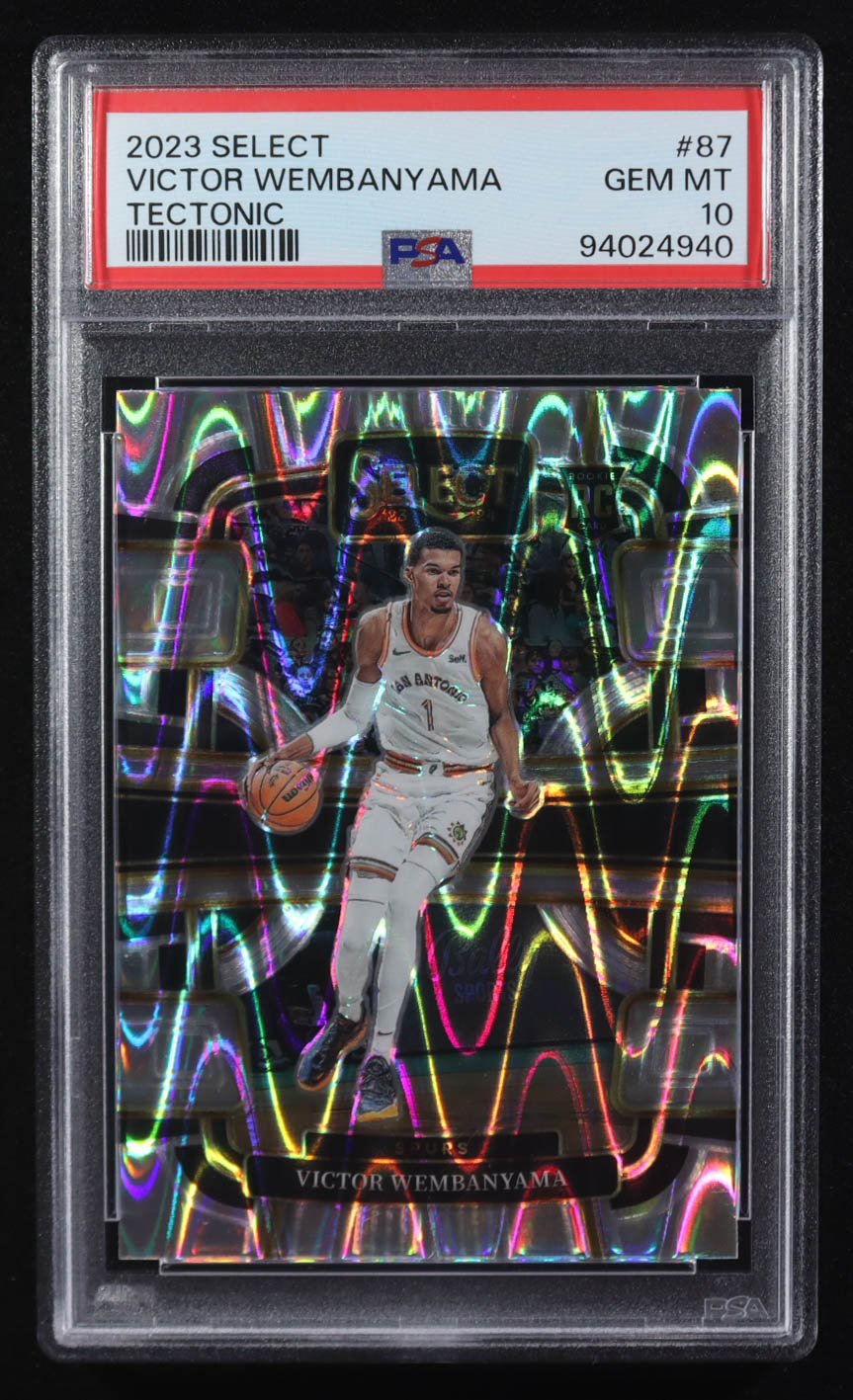 Victor Wembanyama 2023-24 Select Prizms Tectonic #87 RC (PSA 10) at PristineAuction.com Victor Wembanyama 2023-24 Select Prizms Tectonic #87 RC (PSA 10) at PristineAuction.com
