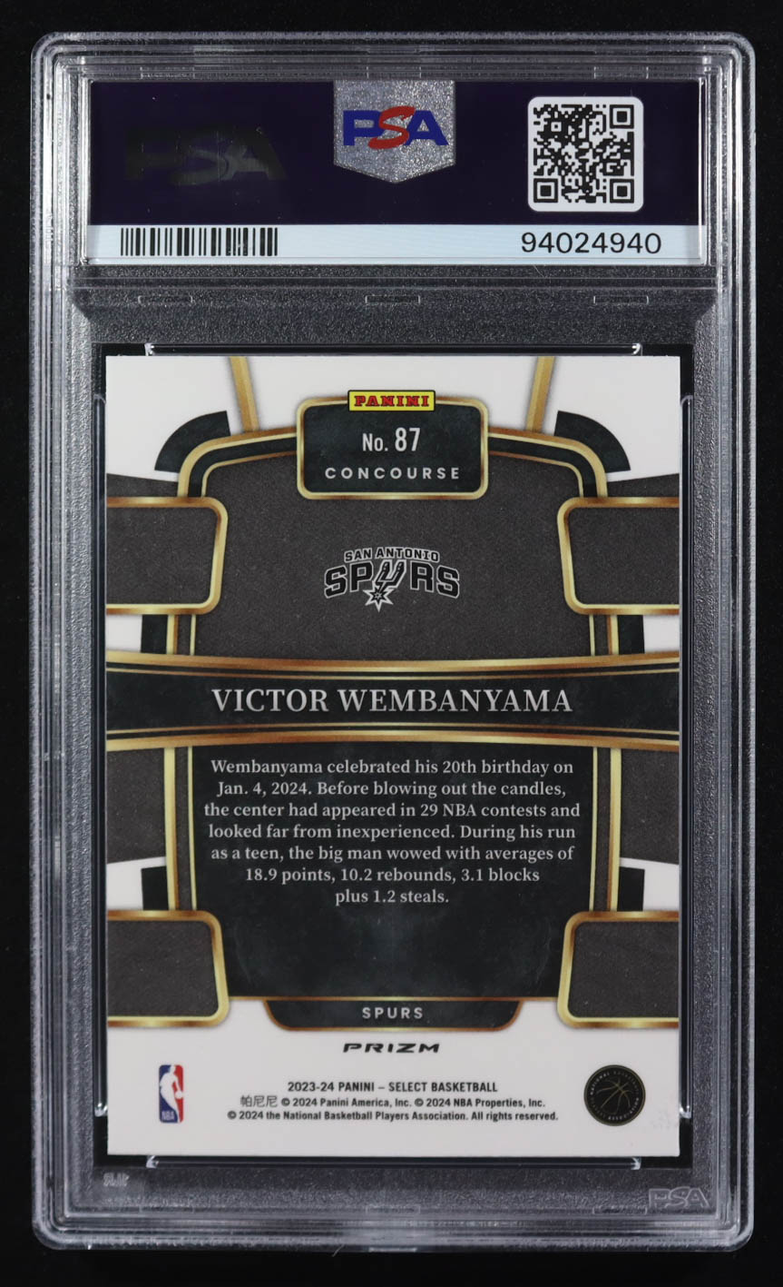 Victor Wembanyama 2023-24 Select Prizms Tectonic #87 RC (PSA 10) at PristineAuction.com Victor Wembanyama 2023-24 Select Prizms Tectonic #87 RC (PSA 10) at PristineAuction.com