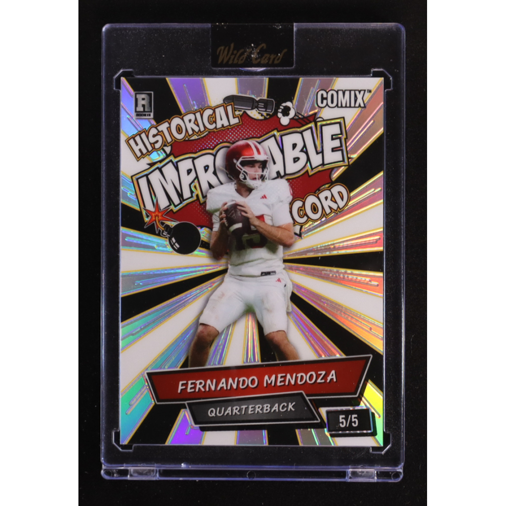 Fernando Mendoza 2025 Wild Card Comix Improbable Prismatic Silver #FM05 #5/5 RC at PristineAuction.com