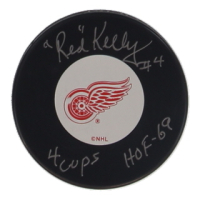 Red Kelly Signed Red Wings Logo Hockey Puck Inscribed "HOF 69" & "Hoops" (SportAuthentix) at PristineAuction.com