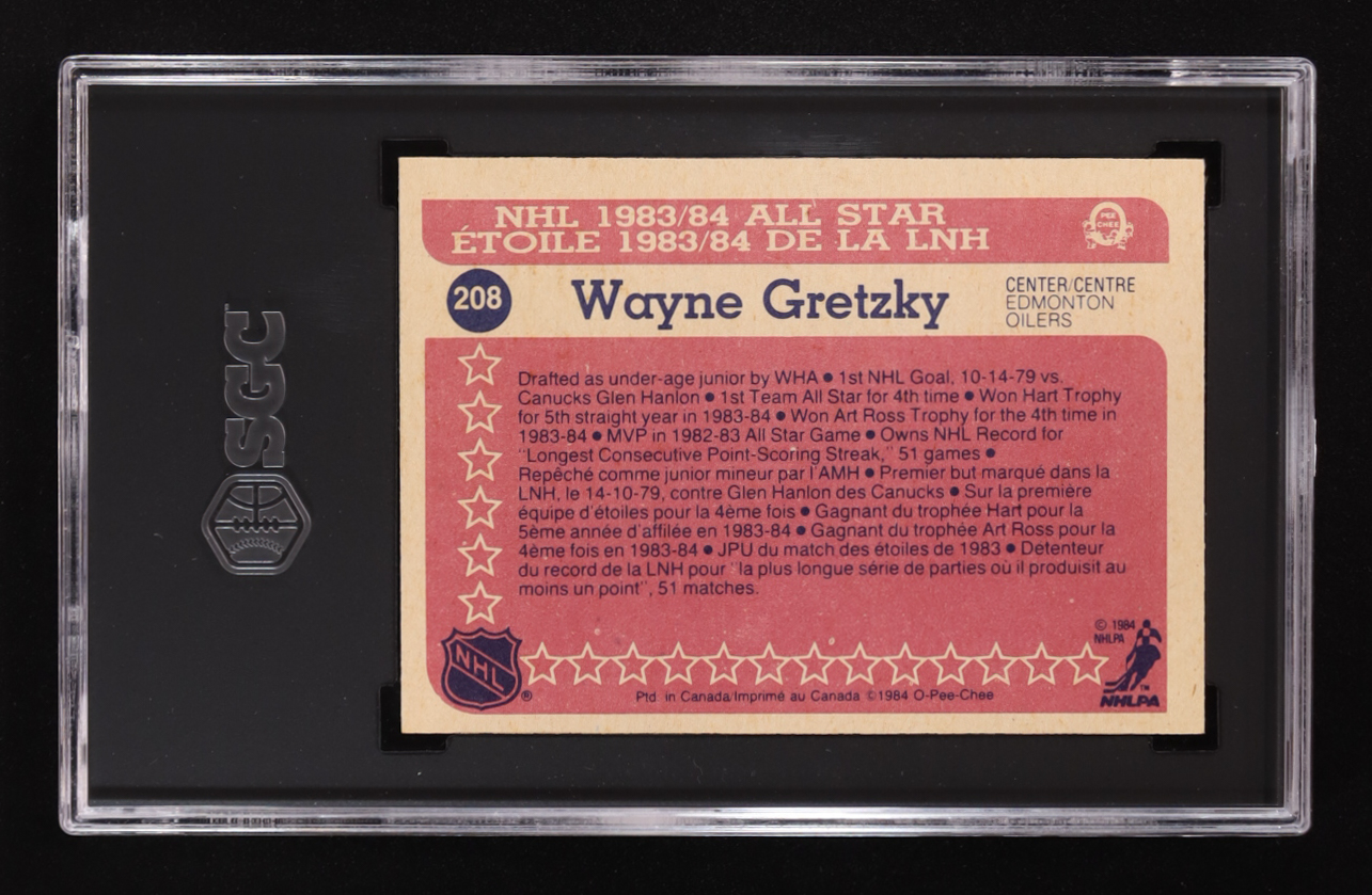Wayne Gretzky 1984-85 O-Pee-Chee #208 AS (SGC 8) at PristineAuction.com Wayne Gretzky 1984-85 O-Pee-Chee #208 AS (SGC 8) at PristineAuction.com