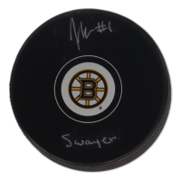 Jeremy Swayman Signed Bruins Logo Hockey Puck Inscribed "Swayman" (Swayman) at PristineAuction.com