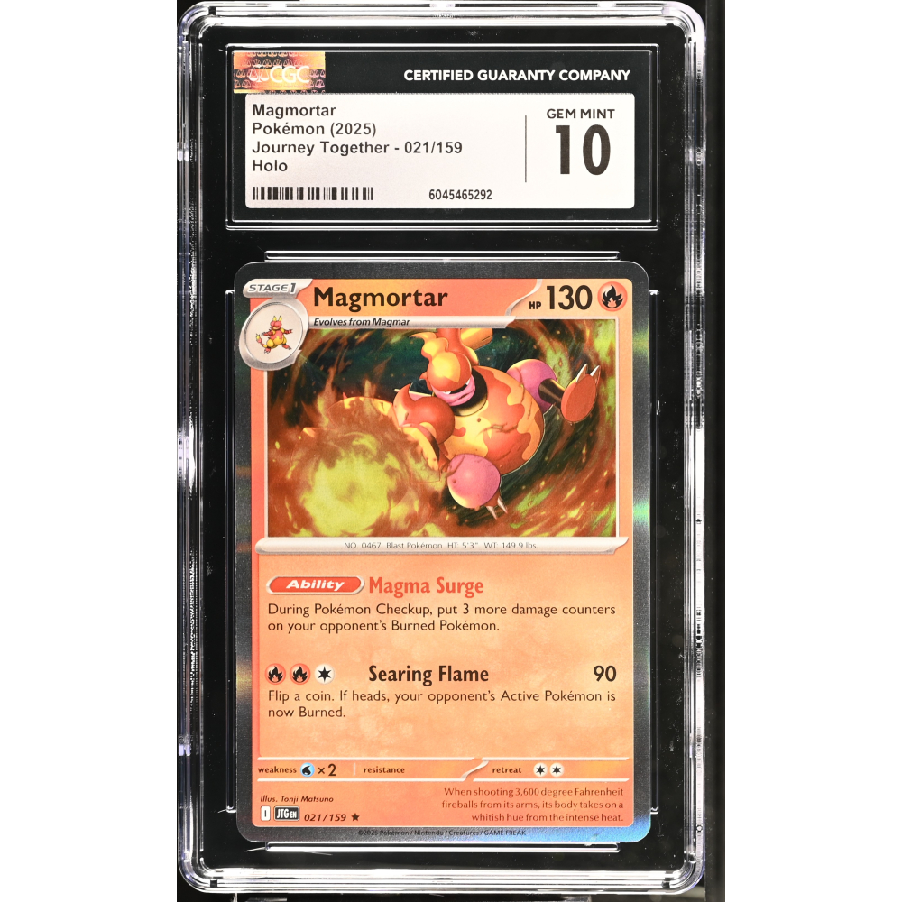 Magmortar 2025 Pokemon Journey Together #021/159 (CGC 10) at PristineAuction.com