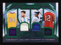 Kobe Bryant / Lionel Messi / Ken Griffey Jr. / Tom Brady 2025 Leaf Trinity Quatro Memorabilia Emerald #Q4 #7/8 at PristineAuction.com