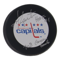 Mike Gartner Signed Capitals Logo Hockey Puck Inscribed "708 Career Goals" (Frozen Pond) at PristineAuction.com