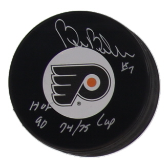 Bill Barber Signed Flyers Logo Hockey Puck Inscribed "HOF 90" & "74/75 Cup" (SportAuthentix) at PristineAuction.com Bill Barber Signed Flyers Logo Hockey Puck Inscribed "HOF 90" & "74/75 Cup" (SportAuthentix) at PristineAuction.com