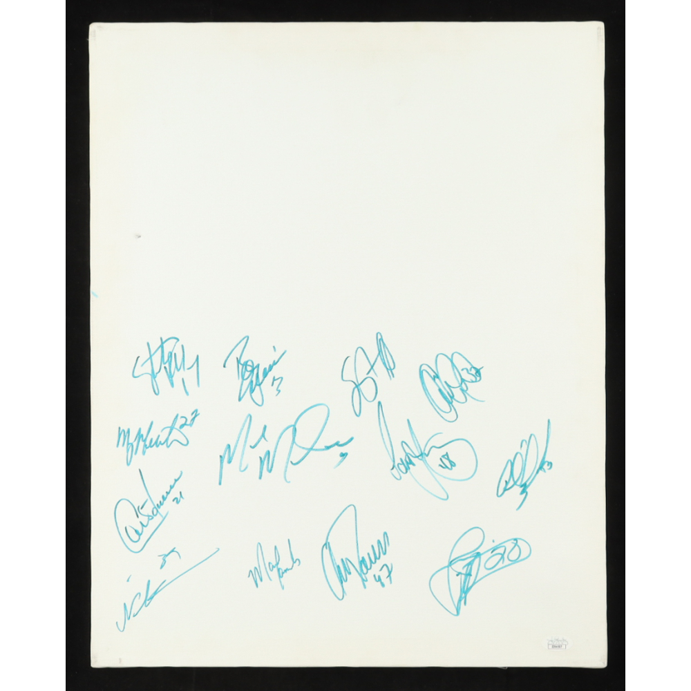 2002-03 Stars Canvas Panel Signed by (13) with Mike Modano, Guy Carbonneau, Guy Carbonneau, Manny Malhotra (JSA) at PristineAuction.com