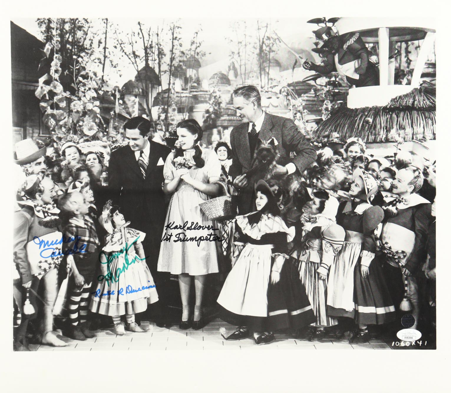 "The Wizard of Oz" 16x18.5 Photo Cast-Signed & Inscribed By (4) with Mickey Carroll, Jerry Maren, Karl Slover & Ruth Duccini (JSA) at PristineAuction.com "The Wizard of Oz" 16x18.5 Photo Cast-Signed & Inscribed By (4) with Mickey Carroll, Jerry Maren, Karl Slover & Ruth Duccini (JSA) at PristineAuction.com