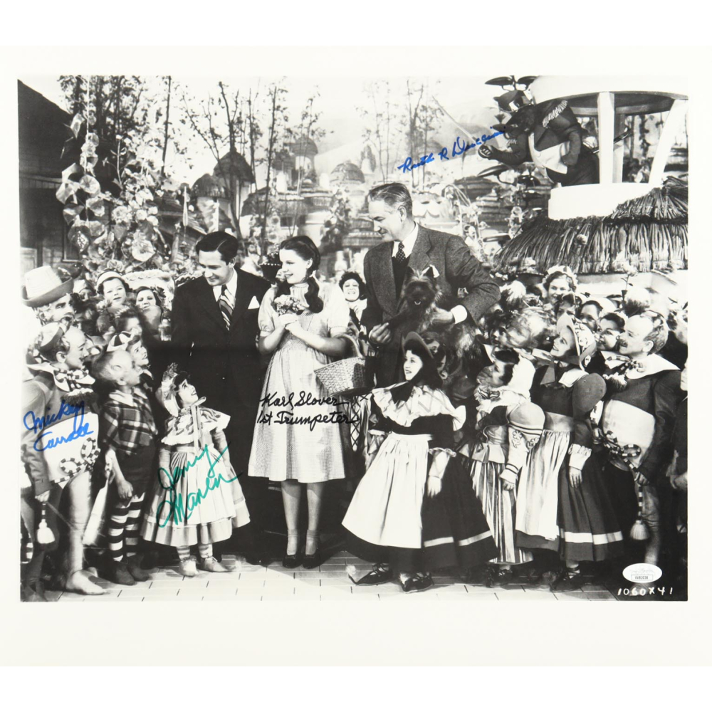 "The Wizard of Oz" 16x18.5 Photo Cast-Signed & Inscribed By (4) with Mickey Carroll, Jerry Maren, Karl Slover & Ruth Duccini (JSA) at PristineAuction.com