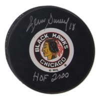 Serge Savard Signed Blackhawks Logo Hockey Puck Inscribed "HOF 2000" (SportAuthentix) at PristineAuction.com