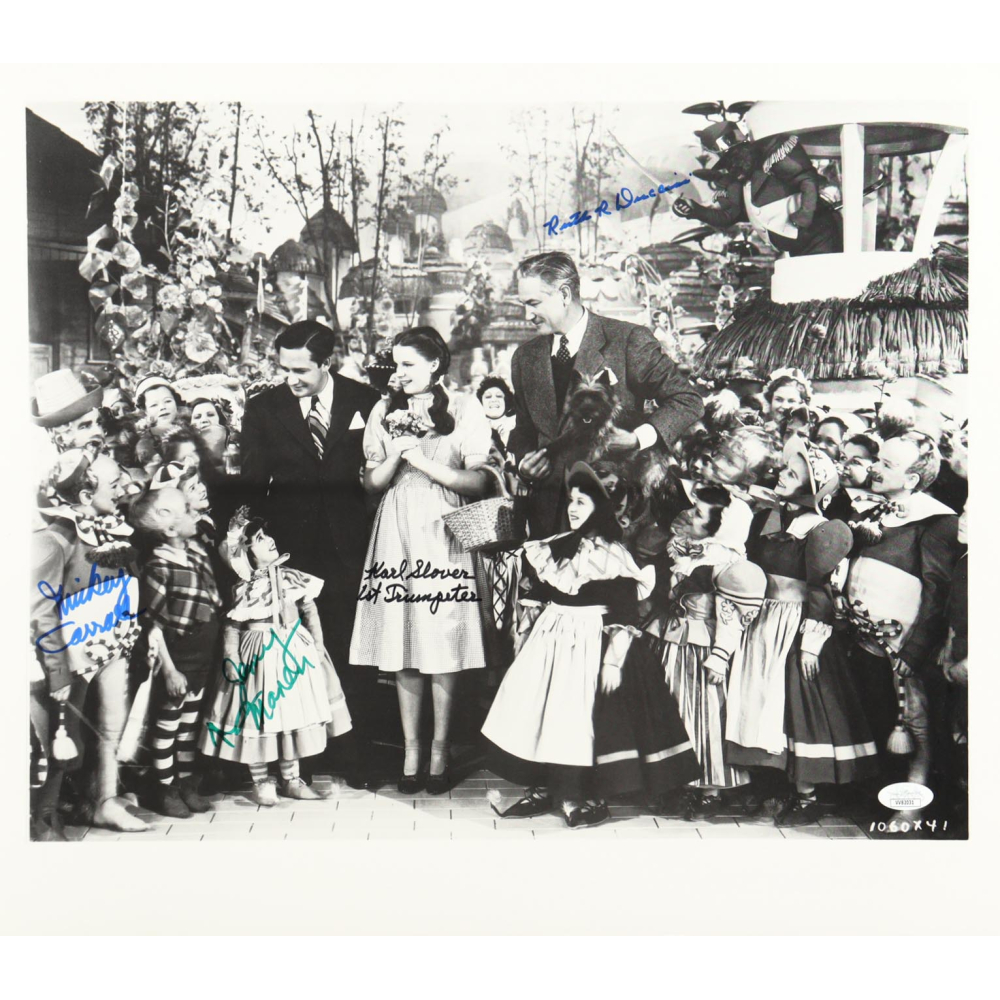 "The Wizard of Oz" 16x18.5 Photo Cast-Signed & Inscribed By (4) with Mickey Carroll, Jerry Maren, Karl Slover & Ruth Duccini (JSA) at PristineAuction.com