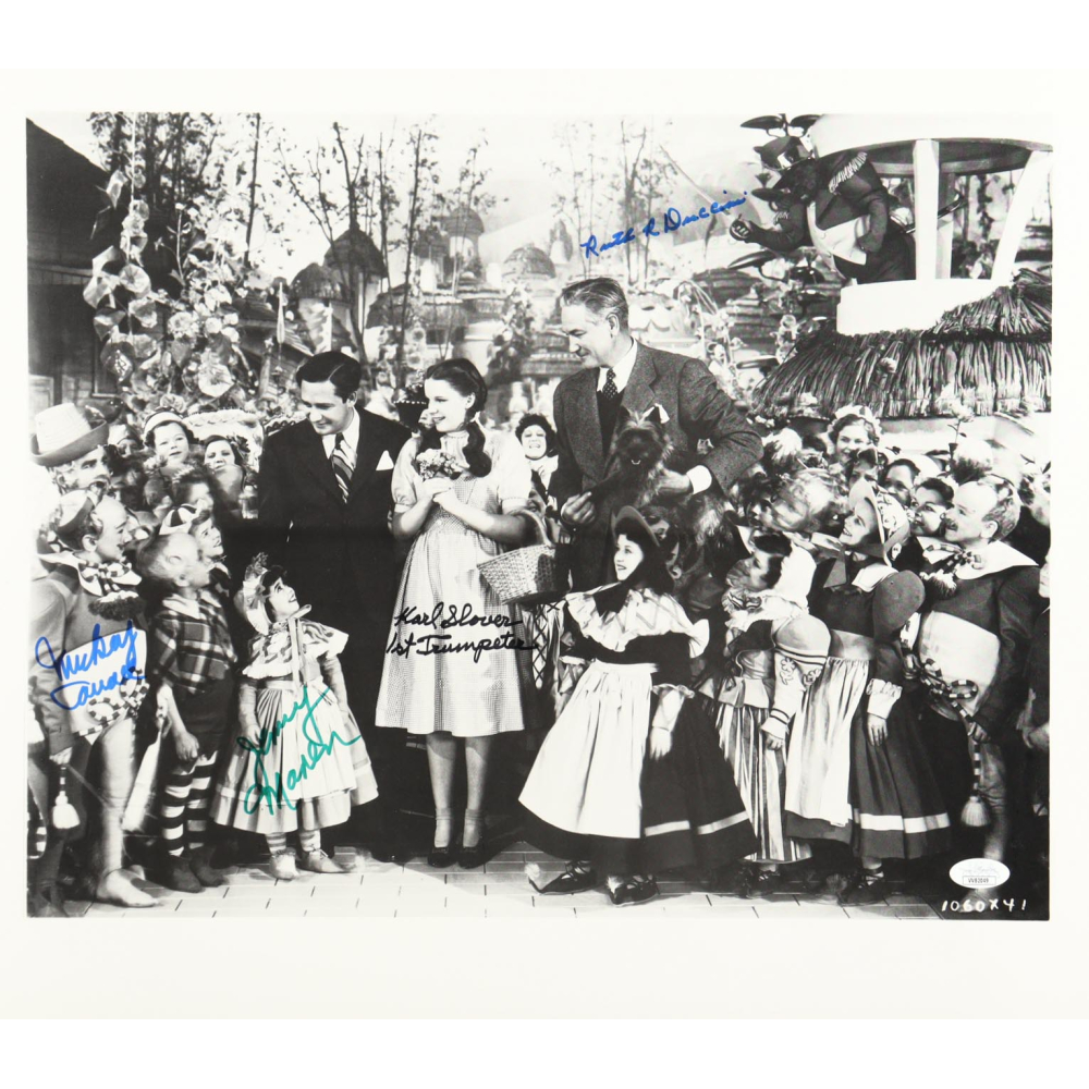"The Wizard of Oz" 16x18.5 Photo Cast-Signed & Inscribed By (4) with Mickey Carroll, Jerry Maren, Karl Slover & Ruth Duccini (JSA) at PristineAuction.com