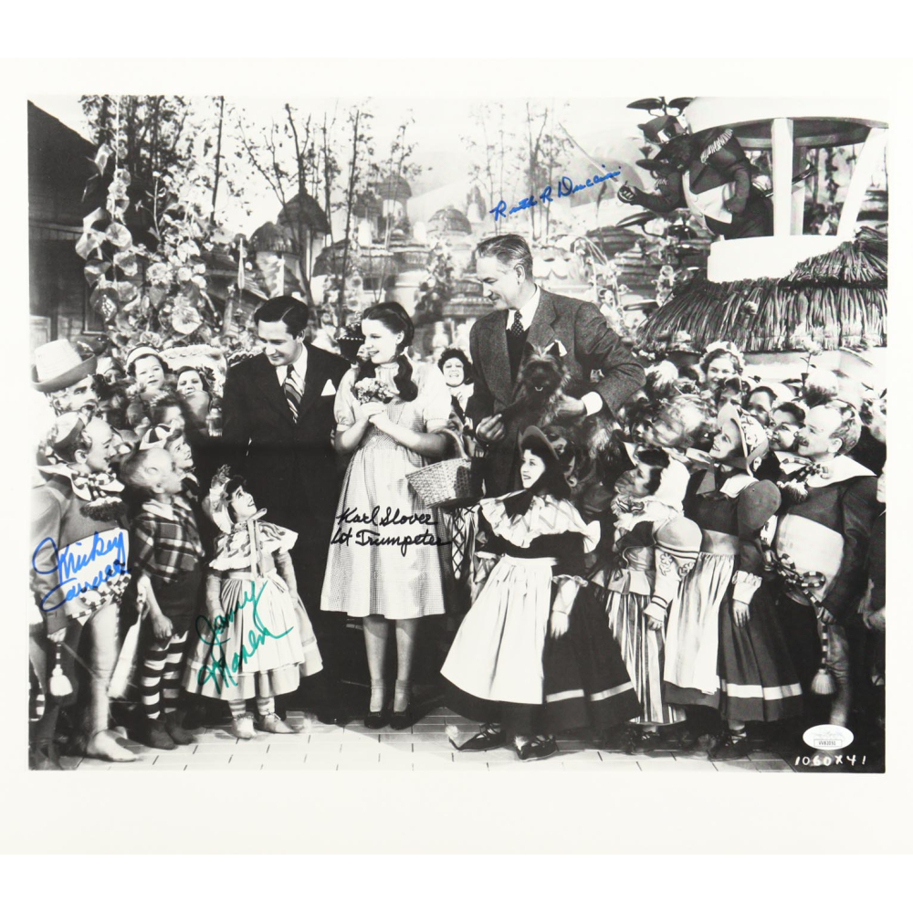 "The Wizard of Oz" 16x18.5 Photo Cast-Signed & Inscribed By (4) with Mickey Carroll, Jerry Maren, Karl Slover & Ruth Duccini (JSA) at PristineAuction.com