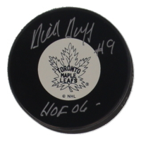 Dick Duff Signed Maple Leafs Logo Hockey Puck Inscribed "HOF 06" (SportAuthentix) at PristineAuction.com