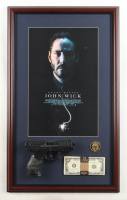 "John Wick" Custom Framed Photo Display with Prop Money Stack & Prop Replica Pistol at PristineAuction.com