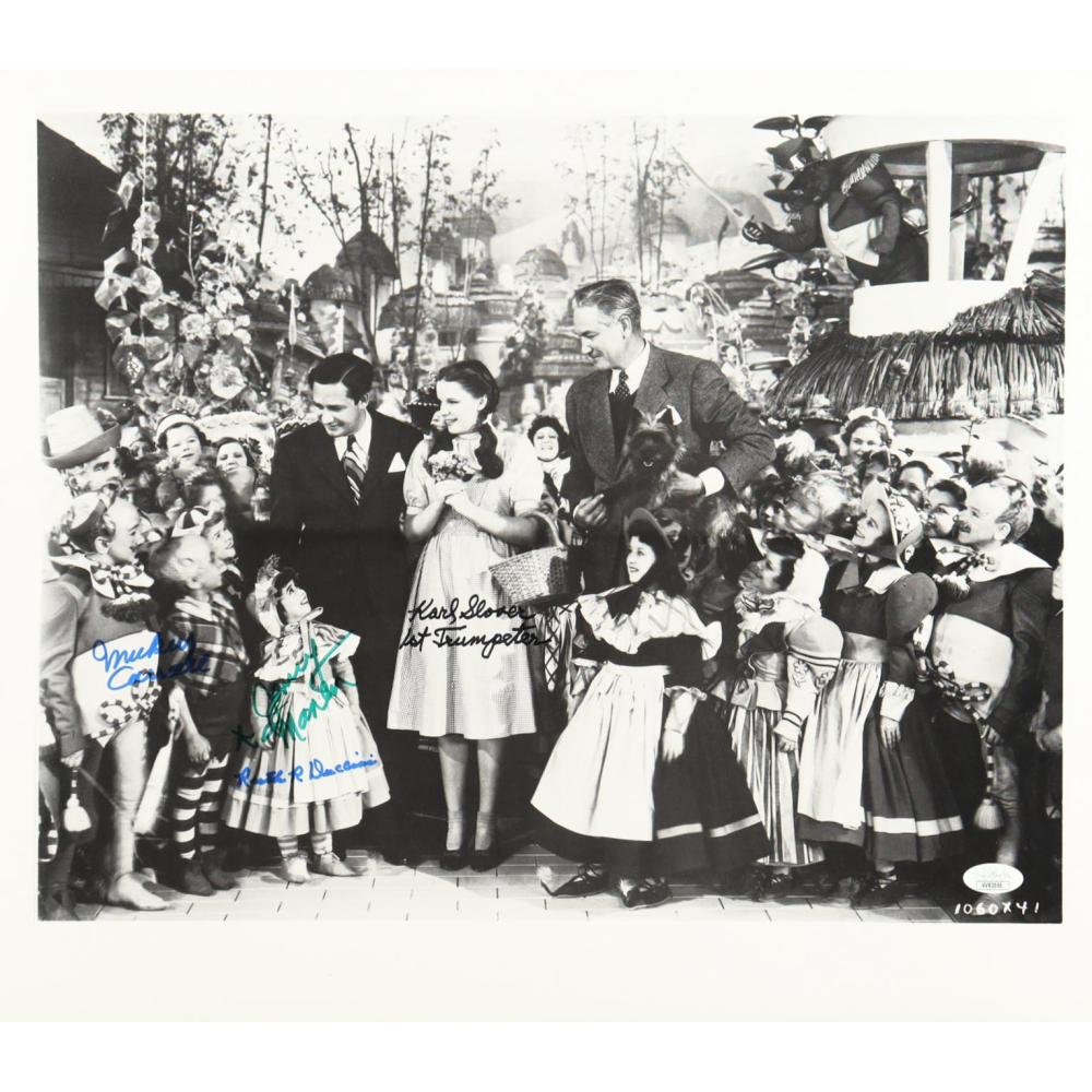"The Wizard of Oz" 16x18.5 Photo Cast-Signed & Inscribed By (4) with Mickey Carroll, Jerry Maren, Karl Slover & Ruth Duccini (JSA) at PristineAuction.com