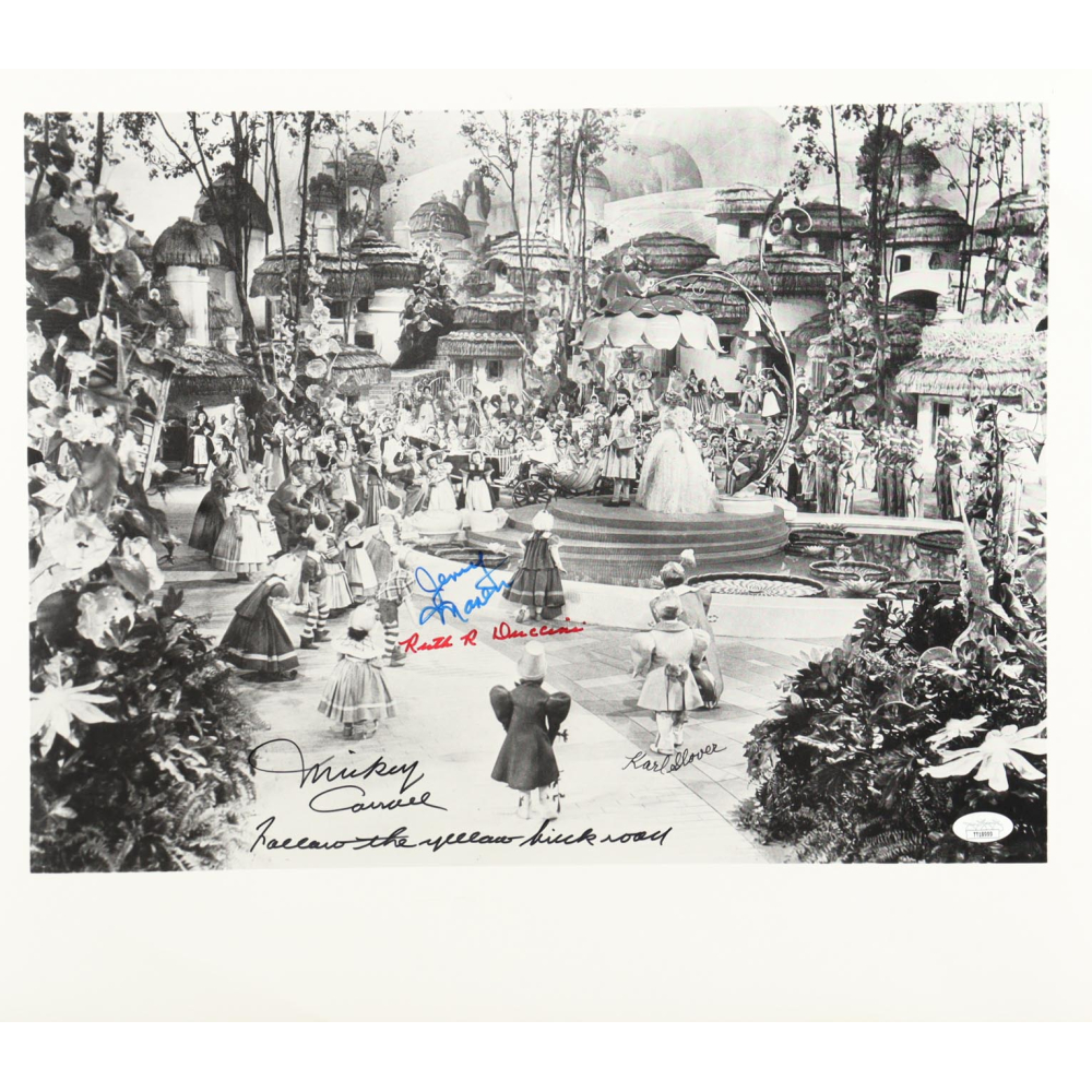 "The Wizard of Oz" 16x18.5 Photo Cast-Signed & Inscribed By (4) with Mickey Carroll, Jerry Maren, Karl Slover & Ruth Duccini (JSA) at PristineAuction.com