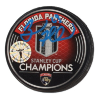 Brad Marchand Signed Panthers 2025 Stanley Cup Champions Commemorative Logo Hockey Puck (Marchand) at PristineAuction.com