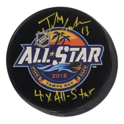 Johnny Gaudreau Signed 2018 All-Star Game Logo Hockey Puck Inscribed "4x All-Star" (Gaudreau) at PristineAuction.com Johnny Gaudreau Signed 2018 All-Star Game Logo Hockey Puck Inscribed "4x All-Star" (Gaudreau) at PristineAuction.com