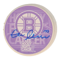 Zdeno Chara Signed Bruins White Logo Hockey Fights Cancer Puck (Chara) at PristineAuction.com