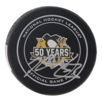 Kris Letang Signed Penguins 50 Years Commemorative Logo Official Hockey Puck (JSA) at PristineAuction.com