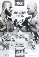 UFC Fight Night: Johnson vs Reis 27x39 Poster Signed by (26) with Demetrious Johnson, Wilson Reis, Robert Whittaker, Rose Namajunas (JSA) at PristineAuction.com