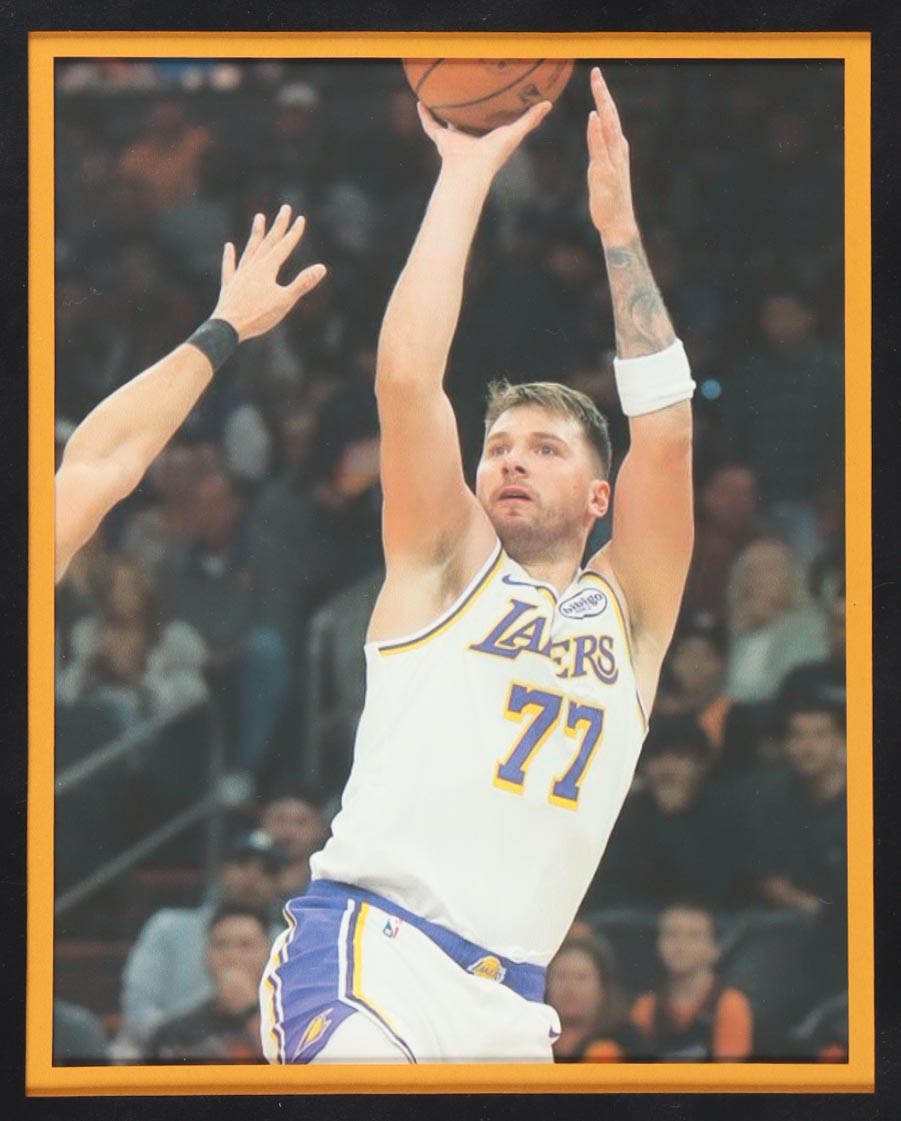 Luka Doncic Signed Custom Framed Jersey Display with Photos (JSA) at PristineAuction.com Luka Doncic Signed Custom Framed Jersey Display with Photos (JSA) at PristineAuction.com