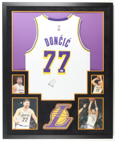 Luka Doncic Signed Custom Framed Jersey Display with Photos (JSA) at PristineAuction.com