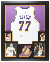 Luka Doncic Signed Custom Framed Jersey Display with Photos (JSA) at PristineAuction.com