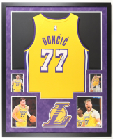Luka Doncic Signed Custom Framed Jersey Display with Photos (JSA) at PristineAuction.com