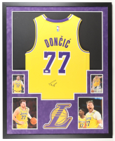 Luka Doncic Signed Custom Framed Jersey Display with Photos (JSA) at PristineAuction.com