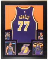 Luka Doncic Signed Custom Framed Jersey Display with Photos (JSA) at PristineAuction.com
