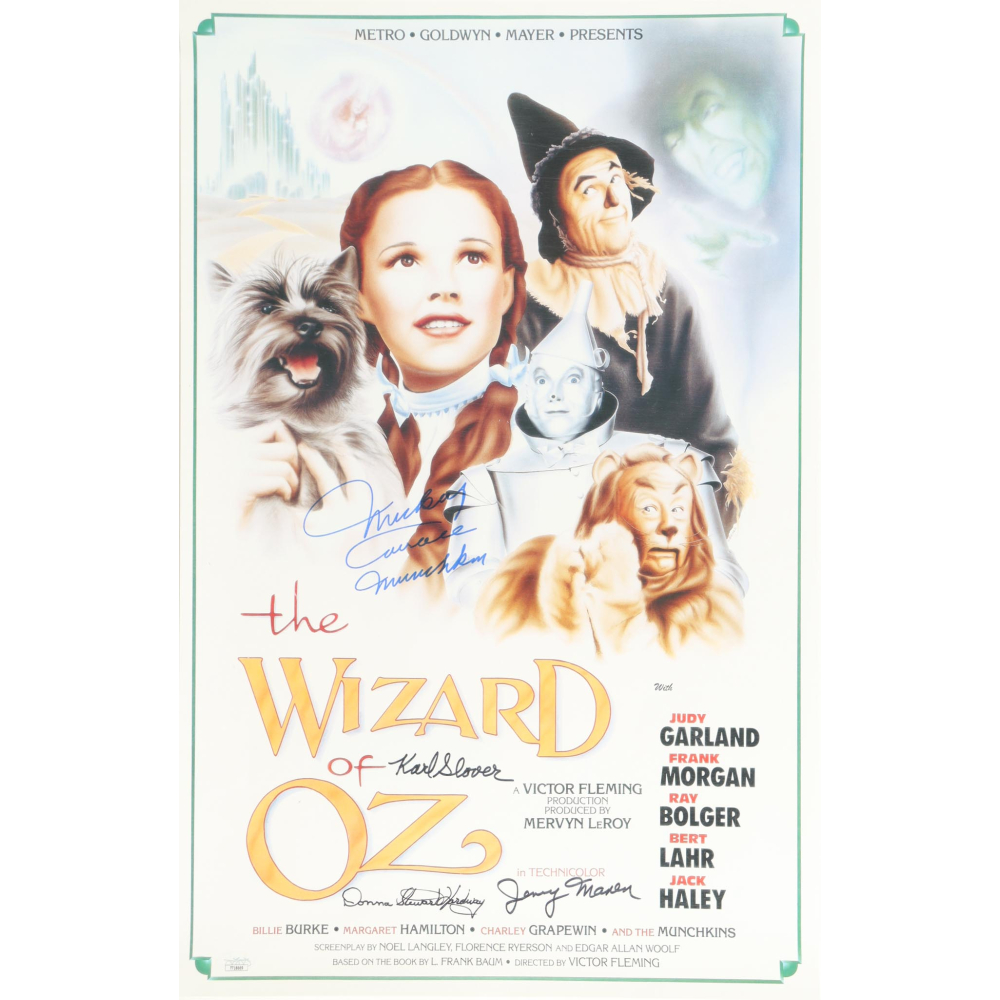 "The Wizard of Oz" 16x24 Poster Cast-Signed & Inscribed By (4) with Mickey Carroll, Jerry Maren, Karl Slover & Donna Stewart Hardway (JSA) at PristineAuction.com