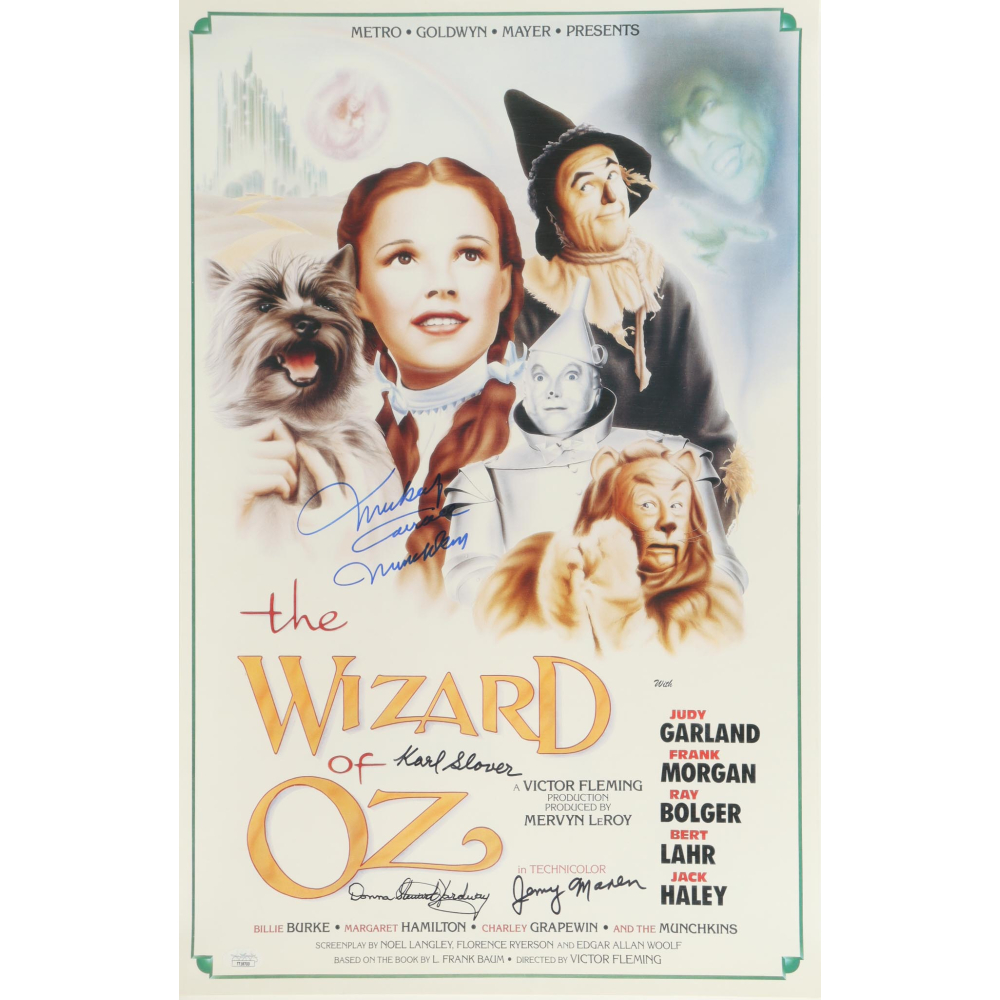 "The Wizard of Oz" 16x24 Poster Cast-Signed & Inscribed By (4) with Mickey Carroll, Jerry Maren, Karl Slover & Donna Stewart Hardway (JSA) at PristineAuction.com