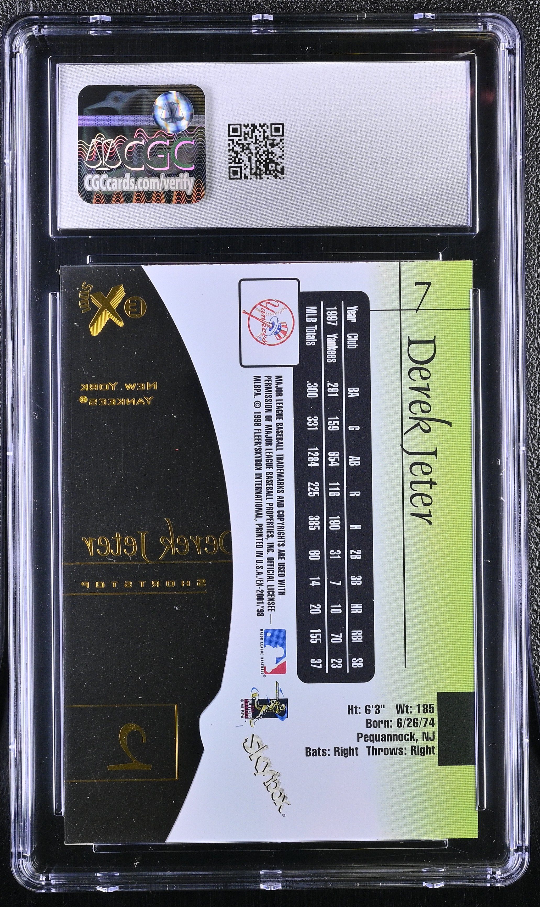 Derek Jeter 1998 E-X2001 #7 (CGC 9.5) at PristineAuction.com Derek Jeter 1998 E-X2001 #7 (CGC 9.5) at PristineAuction.com