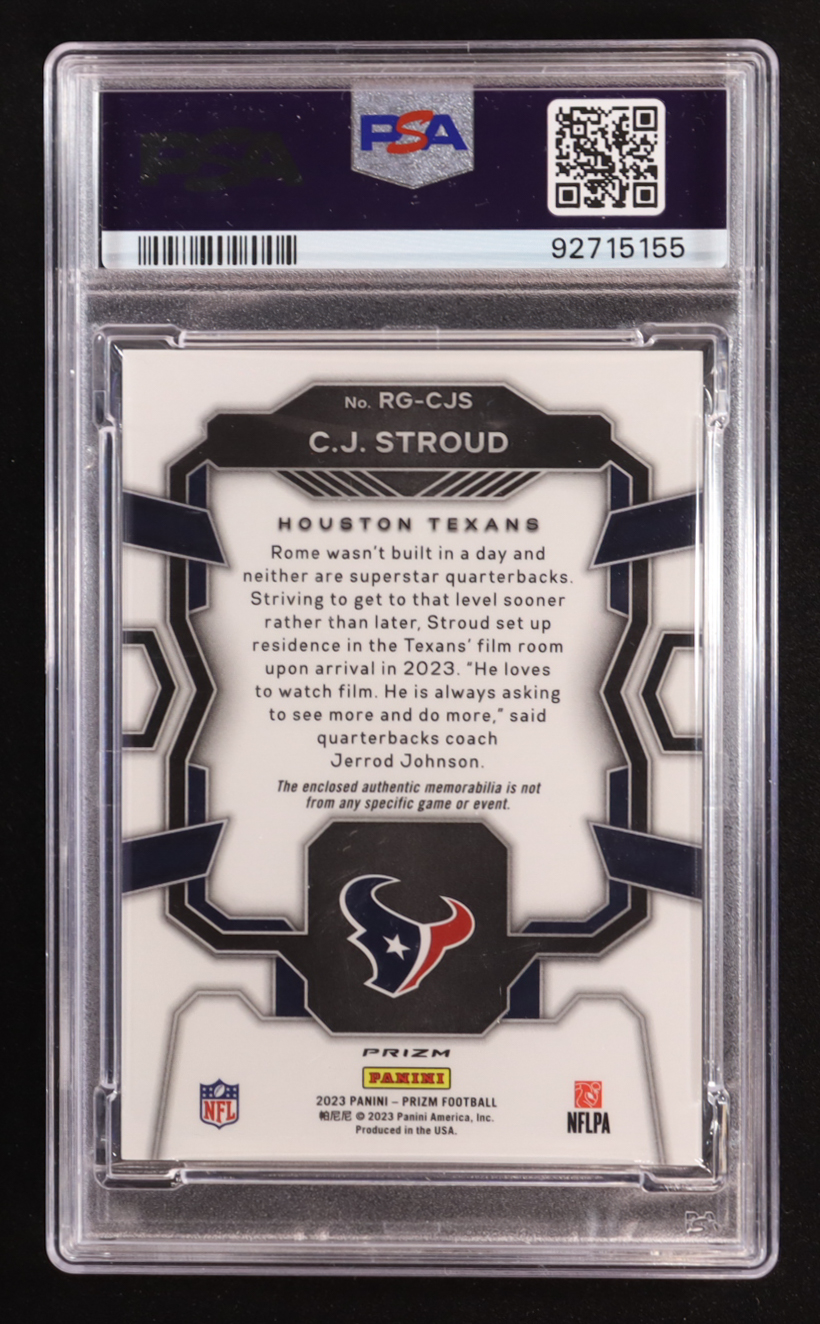 CJ Stroud 2023 Panini Prizm Rookie Gear Prizms Neon Green Pulsar #2 RC (PSA 10) at PristineAuction.com CJ Stroud 2023 Panini Prizm Rookie Gear Prizms Neon Green Pulsar #2 RC (PSA 10) at PristineAuction.com