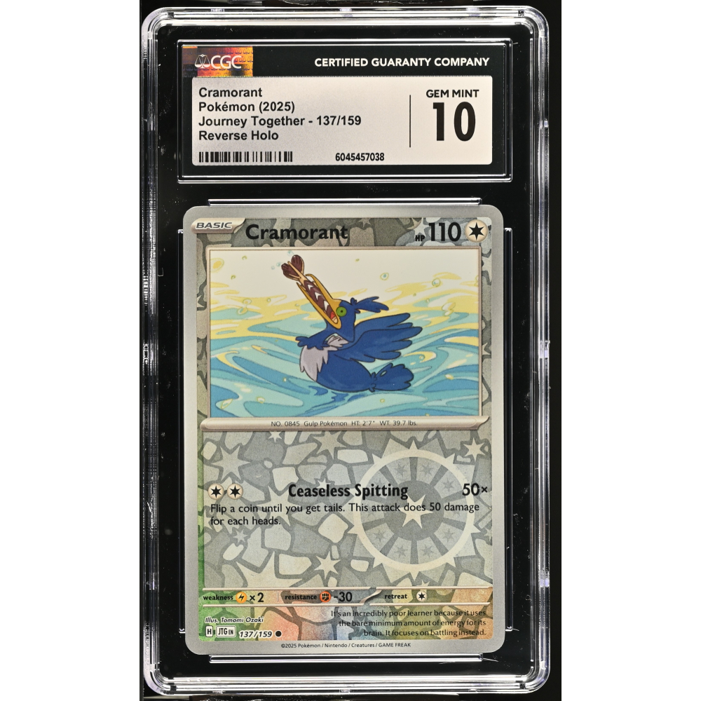 Cramorant 2025 Pokemon Journey Together #137/159 (CGC 10) at PristineAuction.com