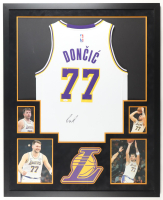 Luka Doncic Signed Custom Framed Jersey Display with Photos (JSA) at PristineAuction.com