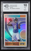 Lamar Jackson 2018 Playoff Rookie Wave Gold #7 RC (BCCG 10) at PristineAuction.com
