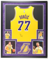 Luka Doncic Signed Custom Framed Jersey Display with Photos (JSA) at PristineAuction.com
