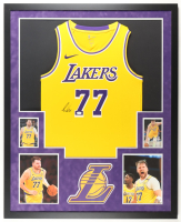 Luka Doncic Signed Custom Framed Jersey Display with Photos (JSA) at PristineAuction.com