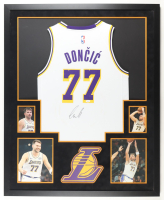 Luka Doncic Signed Custom Framed Jersey Display with Photos (JSA) at PristineAuction.com