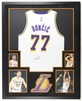 Luka Doncic Signed Custom Framed Jersey Display with Photos (JSA) at PristineAuction.com