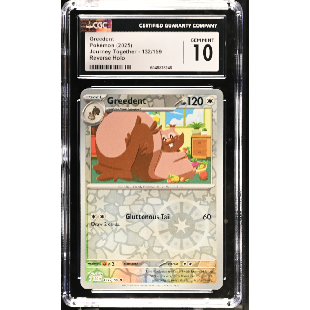 Greedent 2025 Pokemon Journey Together #132/159 (CGC 10) at PristineAuction.com