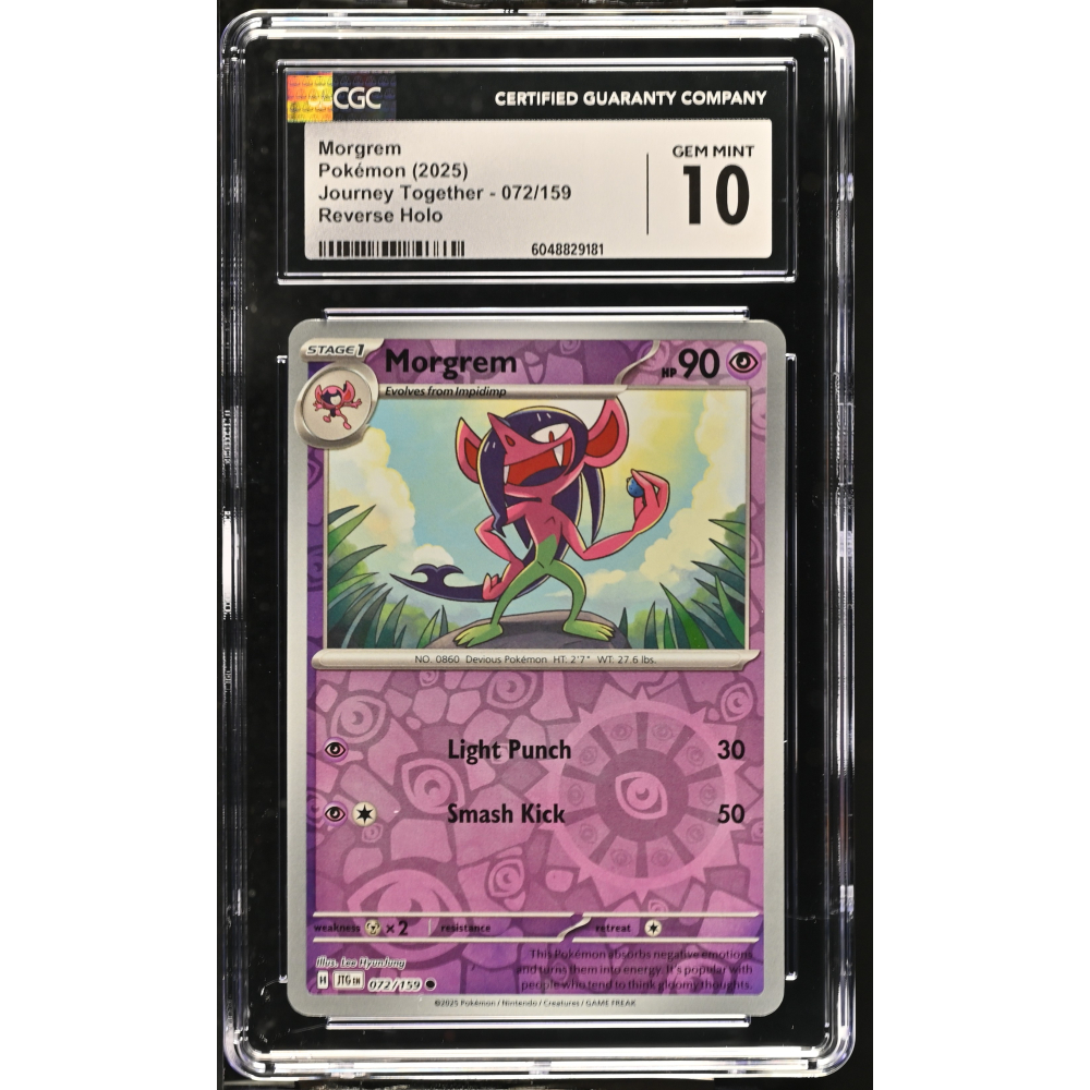 Morgrem 2025 Pokemon Journey Together #072/159 (CGC 10) at PristineAuction.com