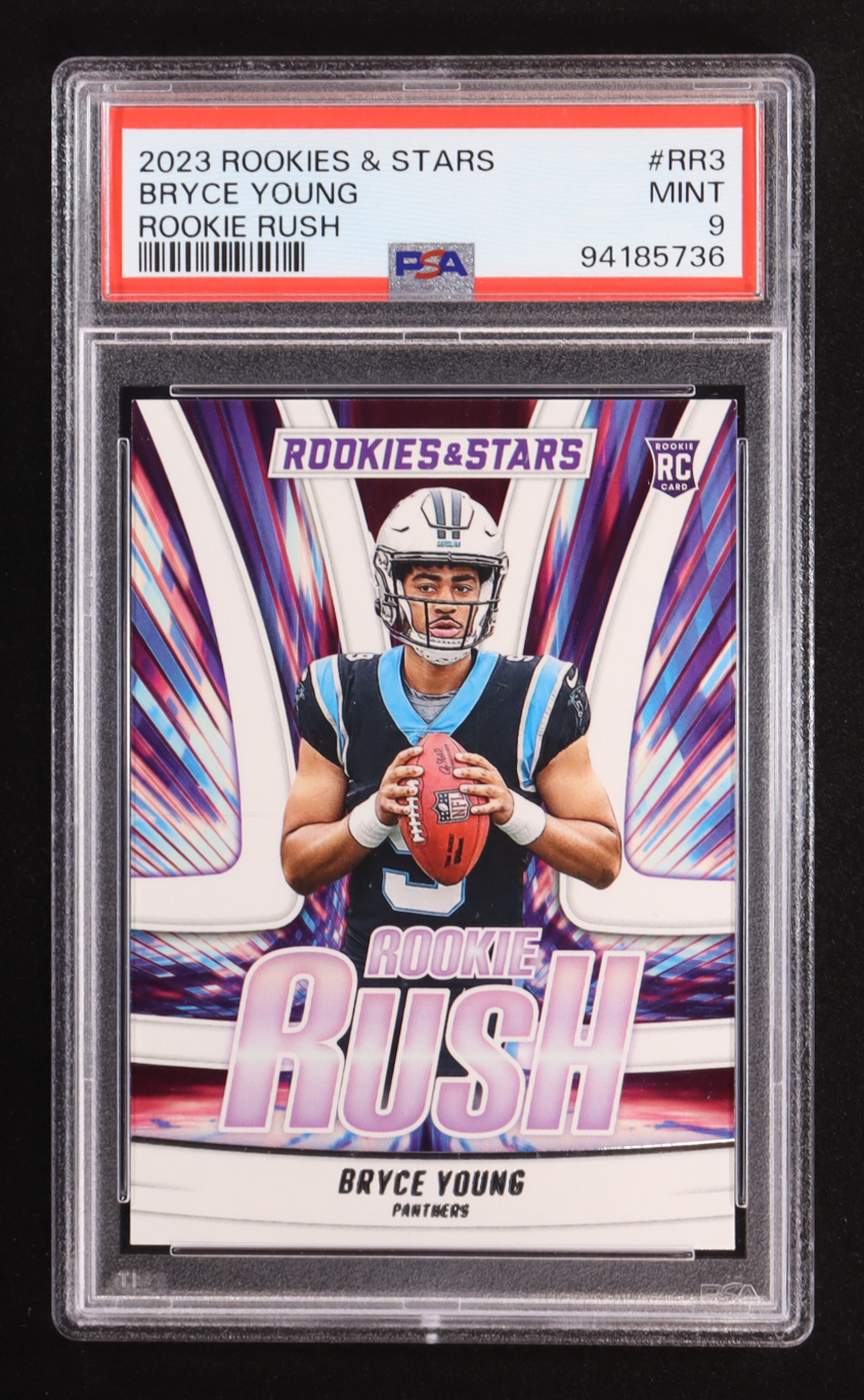 Bryce Young 2023 Rookies & Stars Rookie Rush #RR-3 RC (PSA 9) at PristineAuction.com Bryce Young 2023 Rookies & Stars Rookie Rush #RR-3 RC (PSA 9) at PristineAuction.com