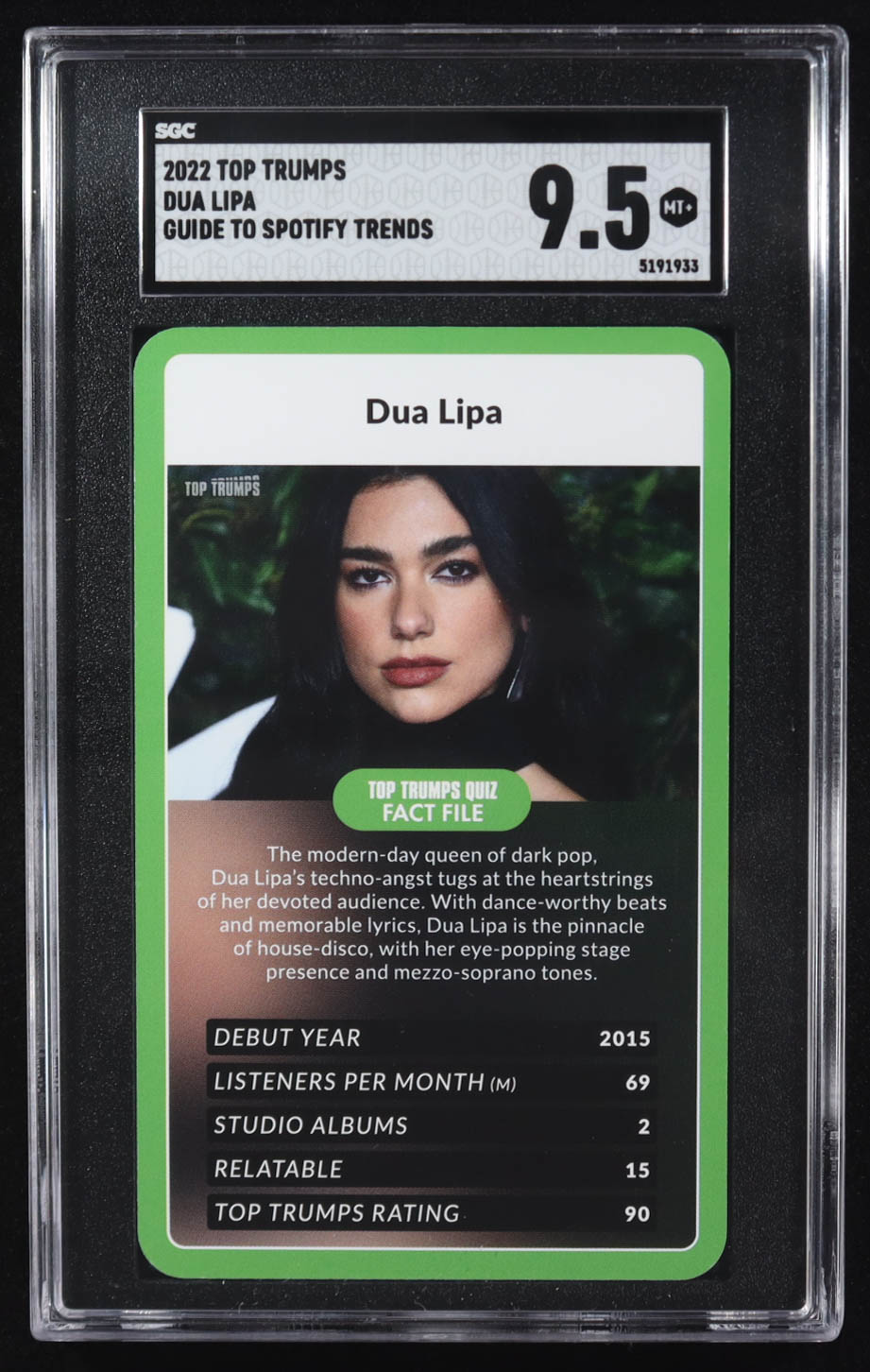 Dua Lipa 2022 Top Trumps Guide to Spotify Trends #NNO (SGC 9.5) at PristineAuction.com Dua Lipa 2022 Top Trumps Guide to Spotify Trends #NNO (SGC 9.5) at PristineAuction.com
