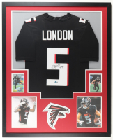 Drake London Signed Custom Framed Jersey Display with Photos (Beckett) at PristineAuction.com