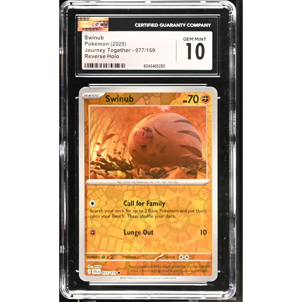 Swinub 2025 Pokemon Journey Together #077/159 (CGC 10) at PristineAuction.com